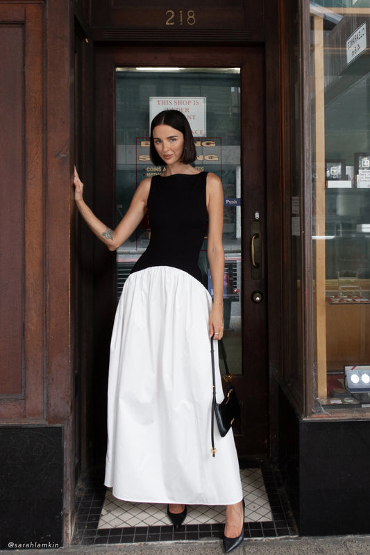 Acacia Contrast Sleeveless Maxi Dress - Black/White