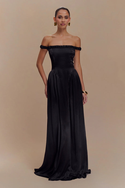 Coco Dropped Waist Maxi Dress - Black