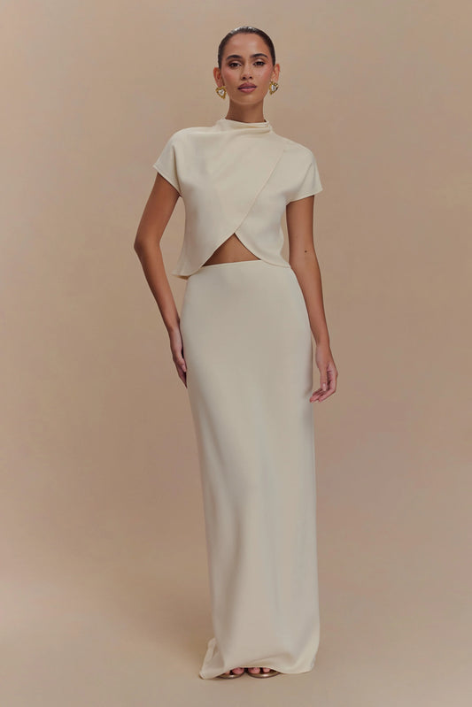 Eris Scuba Jersey Maxi Skirt - Ivory